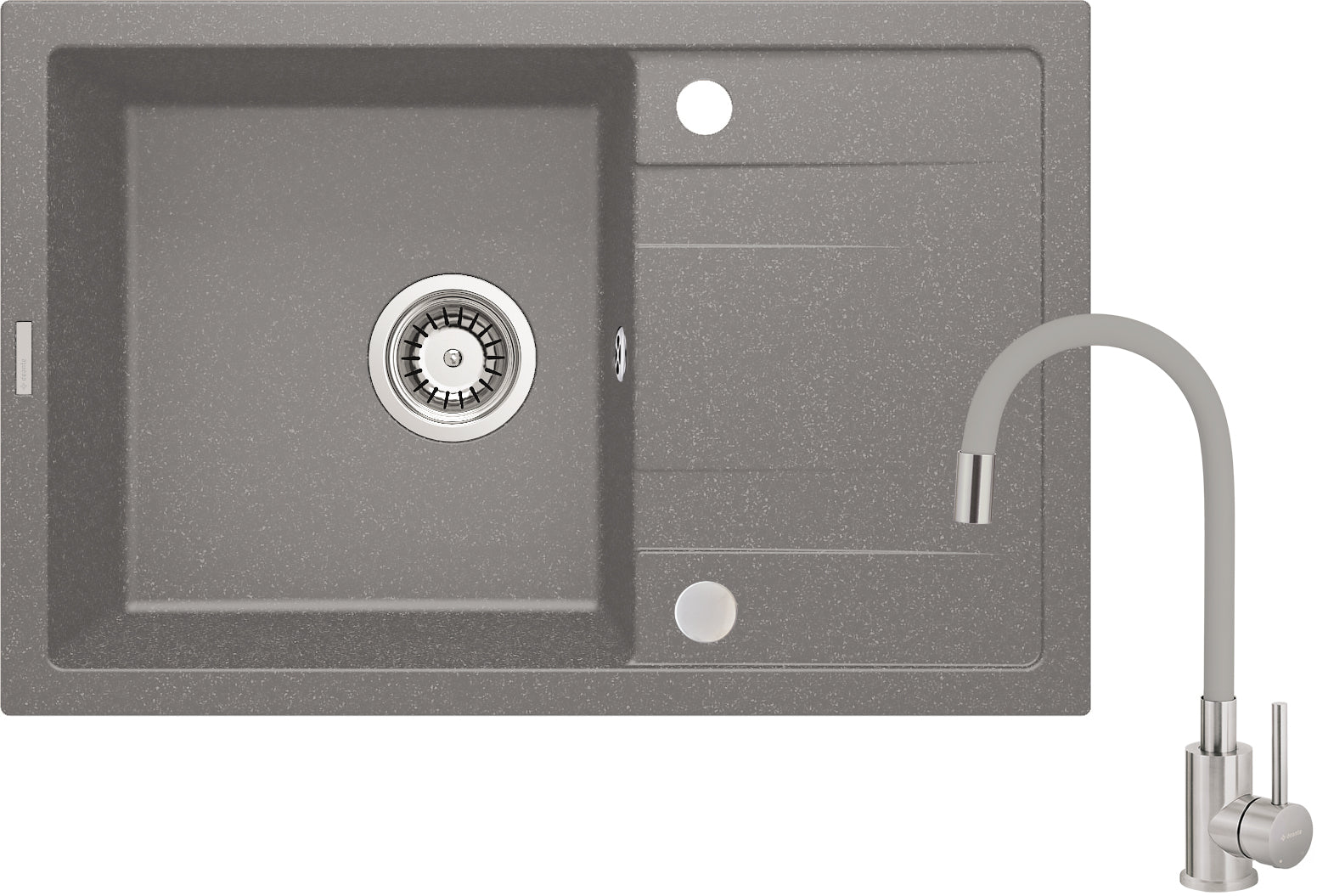 Granite sink with tap, 1-bowl with drainer